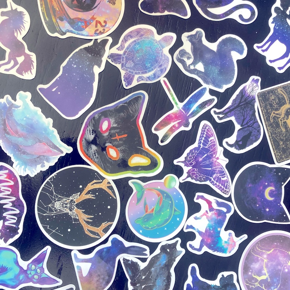 10pcs Cosmic Animal Sticker Mix, Mystery Stickers, Intuitively Choosen Stickers